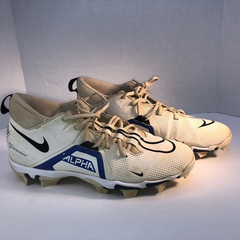 Nike Alpha Menace 3 Shark Men's US Sz 11.5 Football Cleats CV0582-101 White Blue